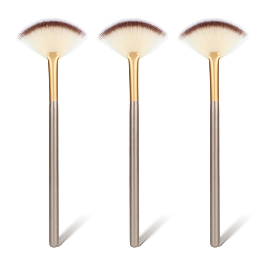 Amaxiu Fan Brushes for Facials, Ultra Slim Soft Facial Fan Applicator Brushes Professional Blending Makeup Brush with Comfortable Wood Handle for Mask Mud Cream Makeup Esthetician(3 Pcs, Wooden)