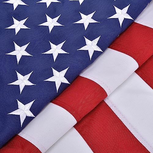 American Flag Pole Sleeve Banner Style 3x5 Ft USA US Flag Embroidered Stars Heavy Duty Durable For Outdoor Outside((No Grommets))