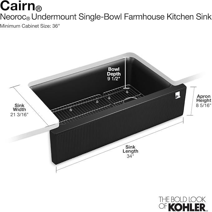 Cairn Undermount Single-bowl Farmhouse Kitchen Sink with Faceted Design