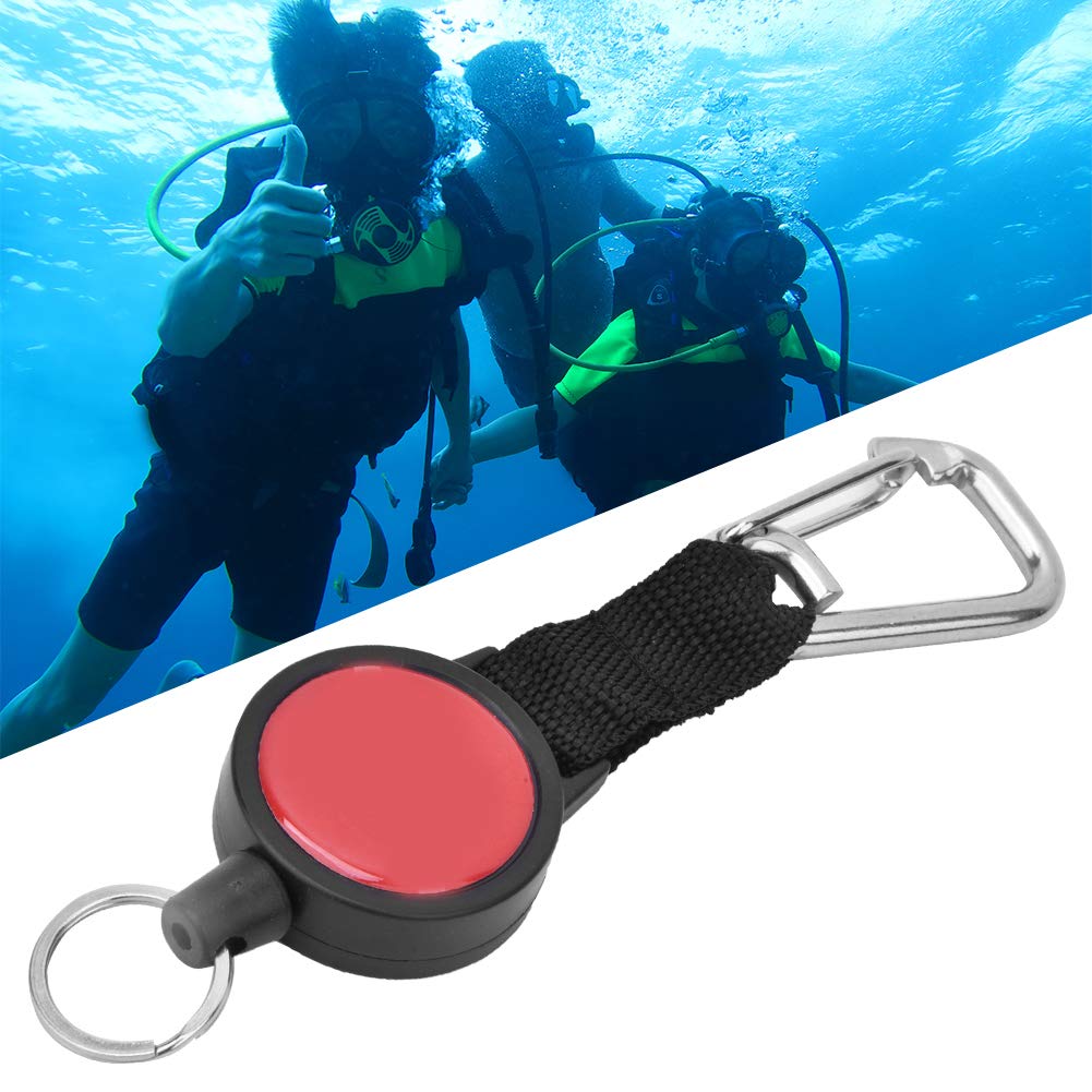 Alomejor Stainless Steel diving Console Retractor Features Heavy Duty Key Ring with Quick Release Buckle Dive Accessory(Stainless Steel Hanging Buckle)