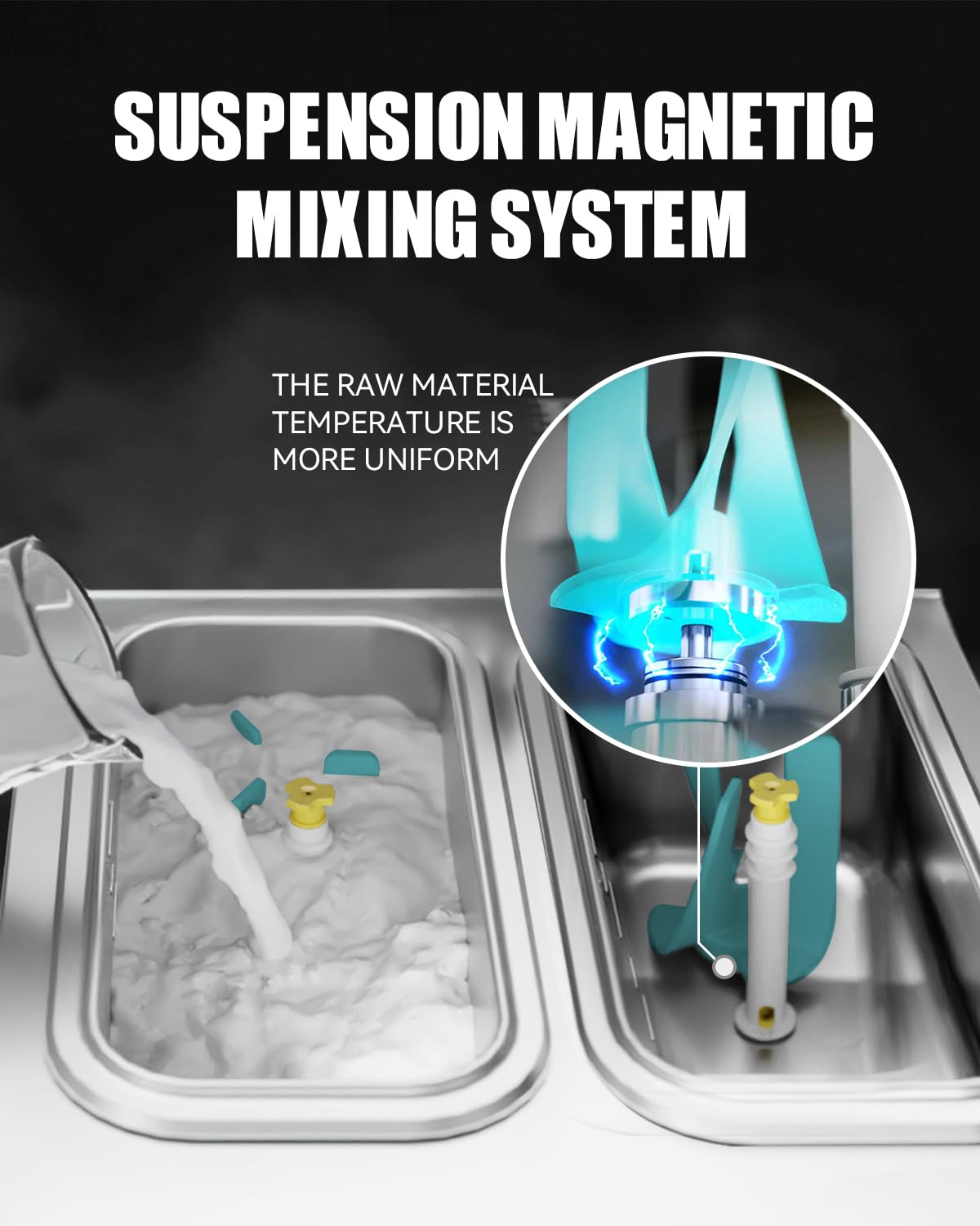 GSEICE Commercial Ice Cream Machine, 5.8–7.4 Gal/H, 2+1 Flavors Soft Serve Ice Cream Maker, 2 x 8L Hoppers Pre-Cooling LCD Display for Restaurant Countertop Snack,Ultra-Slim Silver