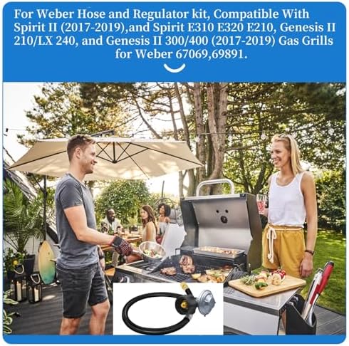25“ For Weber Hose and Regulator kit, Compatible With Spirit II (2017-2019),and Spirit E310 E320 E210, Genesis II 210/LX 240, and Genesis II 300/400 (2017-2019) Gas Grills,for Weber 67069,69891.