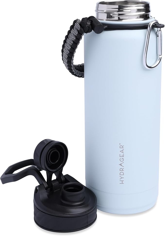 Zenith Chugger Stainless Steel Bottle with Carabiner, Compass, Signal Whistle, and Fire Starter - 40 Oz - Harbor Powder Coat