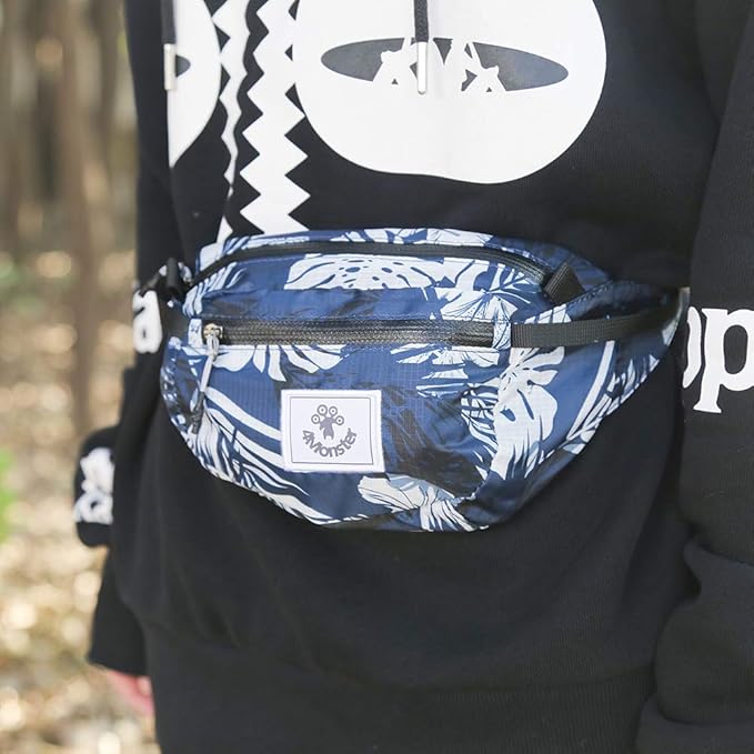 4Monster Hiking Waist Packs Portable,Water Resistant Fanny Bag with Adjustable Strap,Lightweight Crossbody Chest Bag Slim Bag