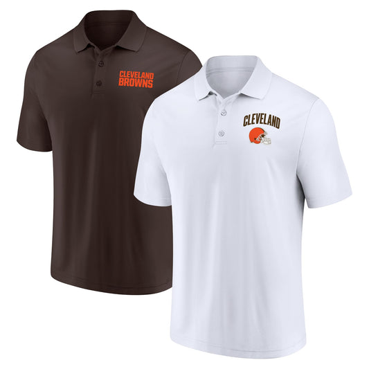 Fanatics Men's Brown/White Cleveland Browns 2-Pack Push Back Polo Combo