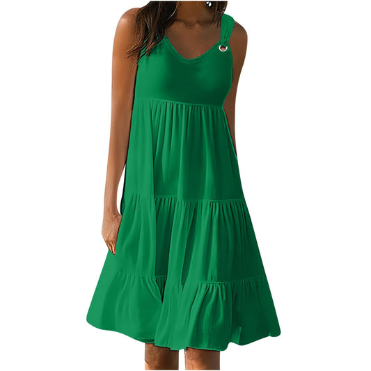 Anjikang Past Orders Placed by me on Women 2024 Summer Dresses for Women 𝟮𝟬𝟮𝟰 Sleeveless Beach Tank Dresses Tiered Ruffle Swing Dress Casual Solid Color Dresses, Large