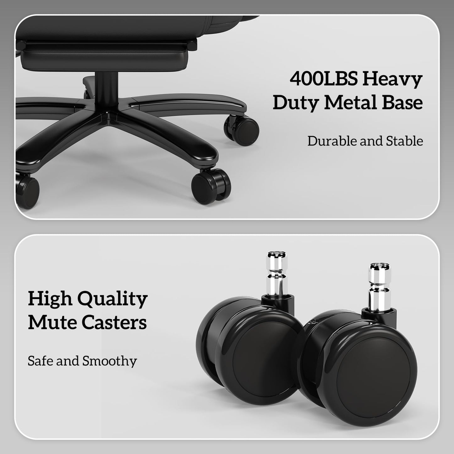 GYI Big and Tall Office Chair 400LBS, 160° High Back Reclining Office Desk Chair with Wide Seat, Arms, Footrest, Black