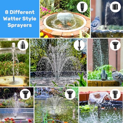 Antfraer Solar Fountain Pump for Bird Bath, 6.5W Solar Fountain with Dry-Run Protection, Solar Water Fountain with Double-Layer Nozzles & 5Ft Tubing for Small Pond Bird Bath Garden DIY Water Feature