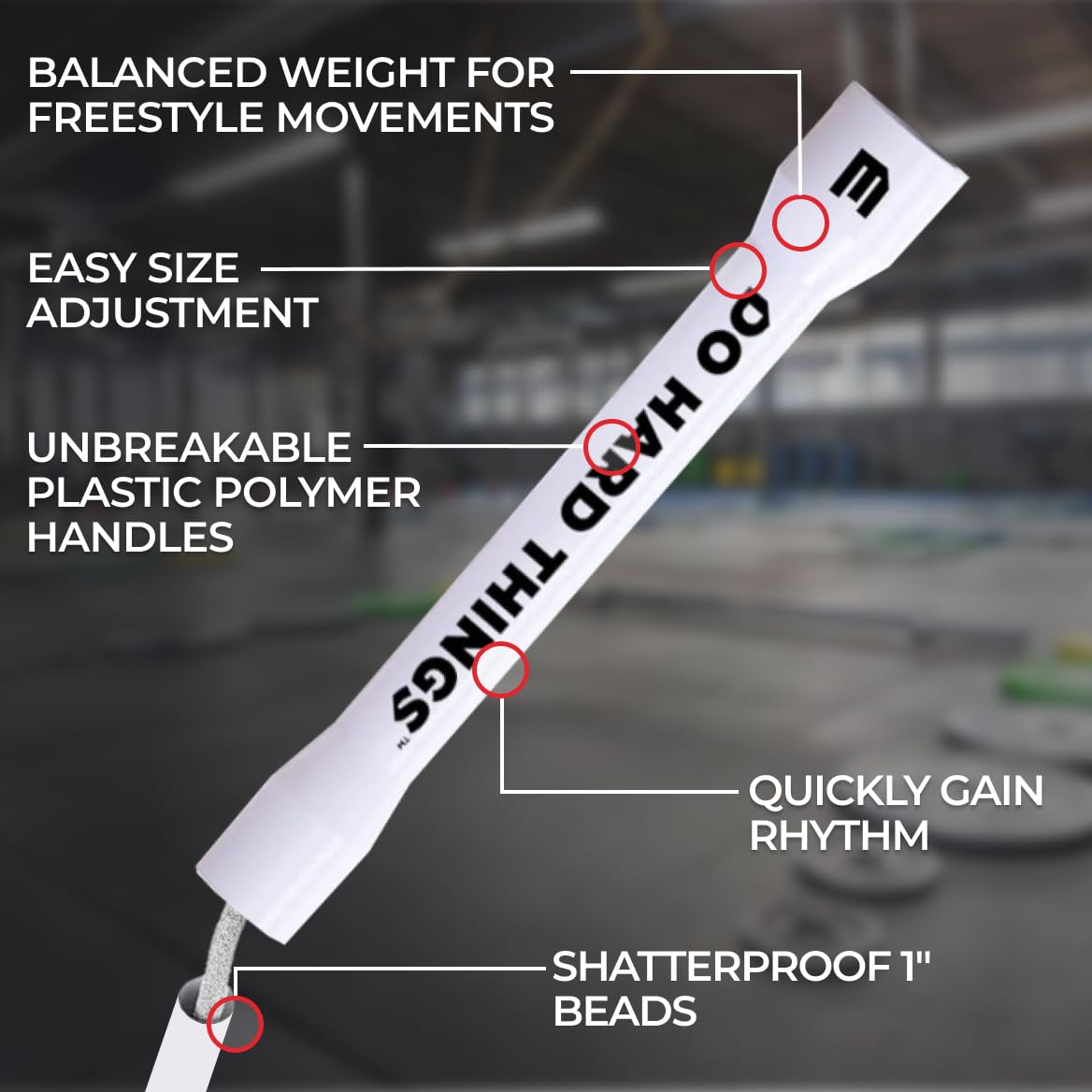 Elite Jumps Beaded Jump Rope | Adjustable Jump Ropes for Fitness with Unbreakable Handles and Shatterproof Beads | Crossover Jump Rope for Your Exercise Equipment | Segmented Jump Rope