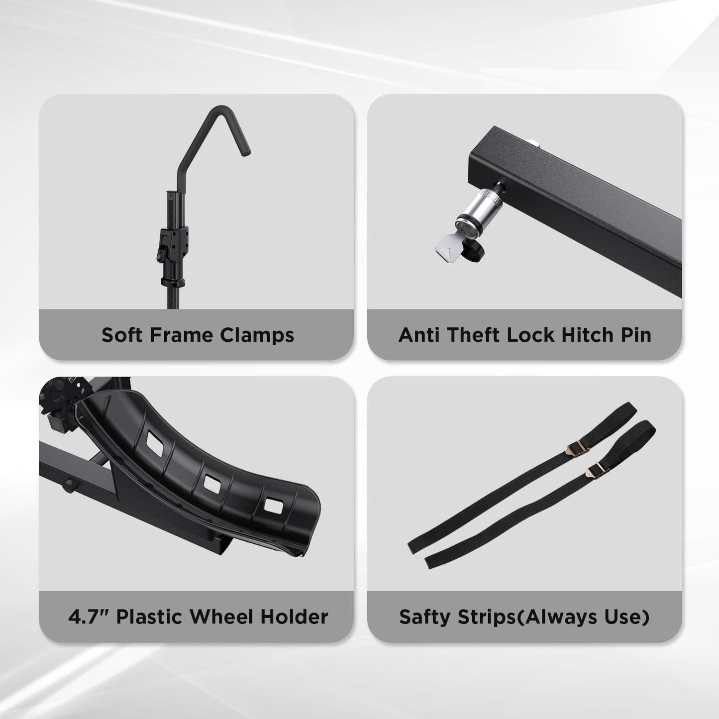 TANX Bike Racks for Ebikes,Fat Tire Bike Rack for Tow Hitch 2-Bike 200 lbs Capacity, Smart Tilting Platform for Standard E-Bikes, Fits 2-Inch Receiver