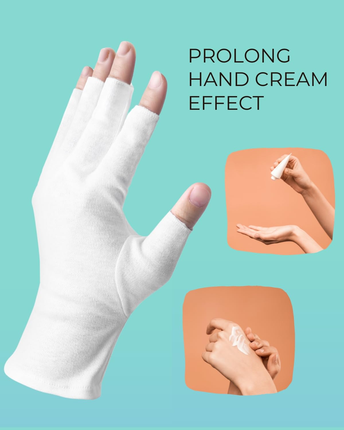 ANSMIO Cotton Gloves - 2 Pairs Touchscreen, Cut 5 Fingertips, White, Moisturizing Night Gloves, 100% Cotton, Size M