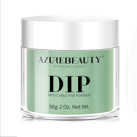 AZUREBEAUTY Olive Green Dip Powder - Muted Green Color 2Oz/56g, Long-Lasting Chip-Resistant Neutral Dipping Powder Crystal French Nail Art Starter Manicure Salon DIY at Home.
