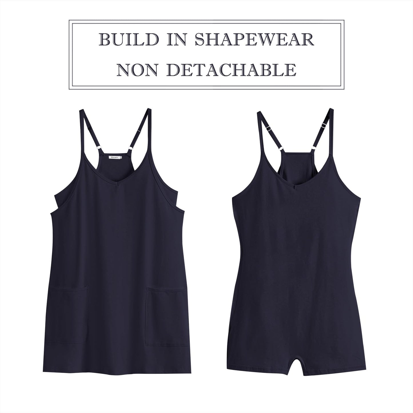 ANRABESS Women Summer Mini Romper Dress Workout Tennis Active Sports Athleisure Outfits built in Shorts Trendy Vacation Navy Blue X-Smal