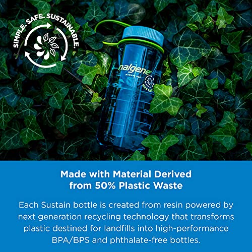 Nalgene Sustain Tritan BPA-Free Water Bottle Made with Material Derived from 50% Plastic Waste, 32 OZ, Wide Mouth,Smoke Grey