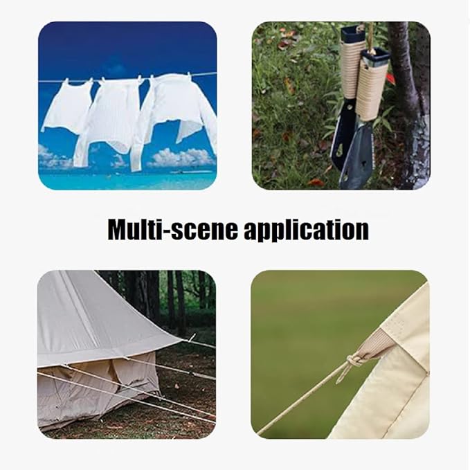 Tent Wind Ropes with Tensioners Cord Adjuster, 8pcs 13ft Reflective Rope for Camping, Hiking, Canopy Shelter, Outdoor Activity(RED)