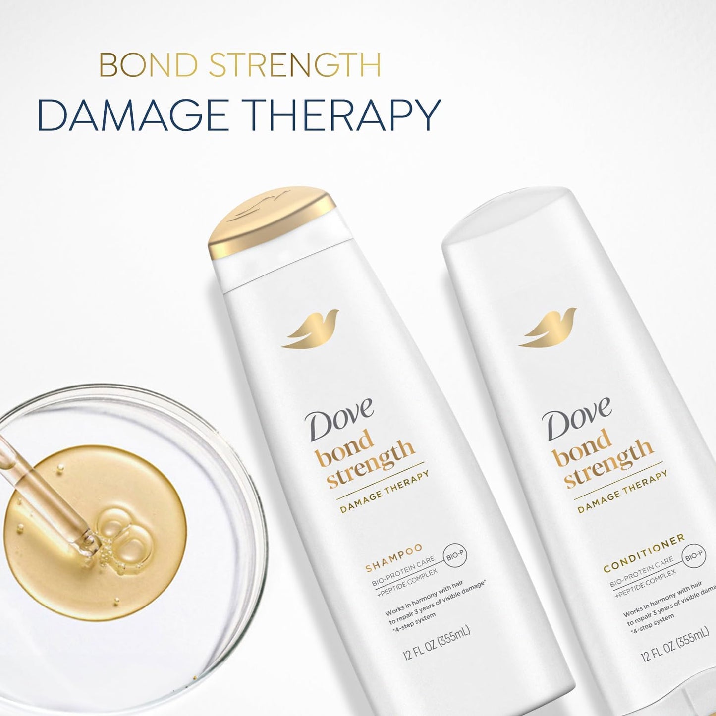 Dove Bond Strength Shampoo & Conditioner Set – Daily Strengthening Treatment for Dry, Damaged Hair, 12 Oz Ea