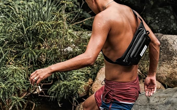 Waterproof Fanny Pack Snorkeling Bag Waist Bag For Canoe Kayaking Rafting Surfing Swimming Boating Storage Pack Paddle Board (Black)