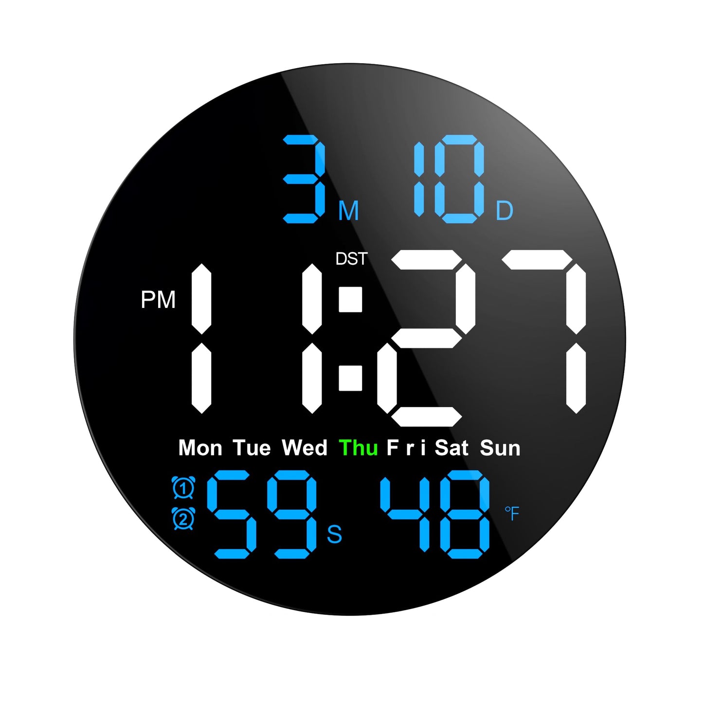 ANALOI Digital Wall Clock, 10 in Wall Clock with Large LED Display Seconds Display One Button DST Muteable Button Auto Brightness, Large Digital Wall Clock for Living Room, Classroom, Bedroom, Office
