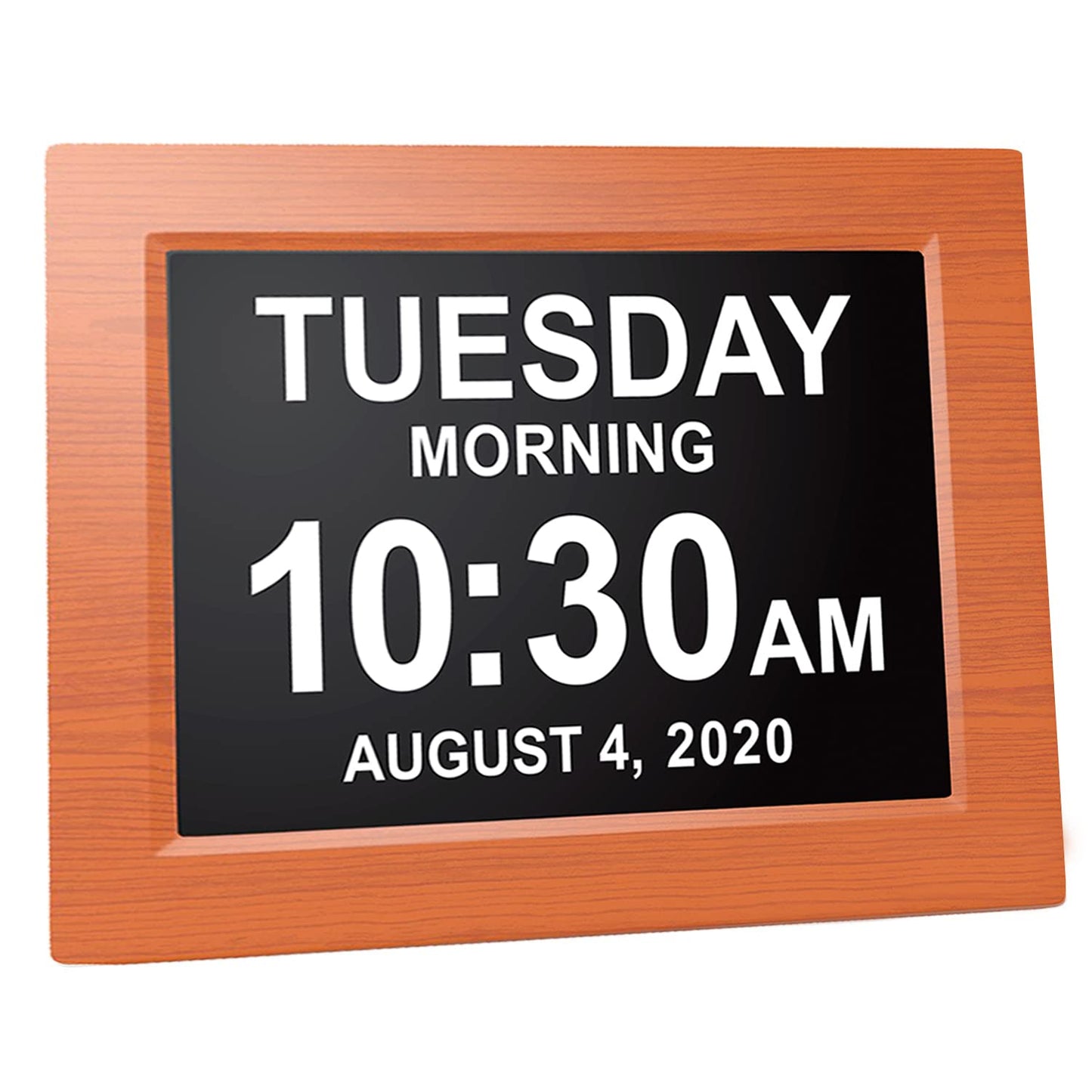 American Lifetime 【New 2025】 Dementia Clock Large Digital Clock for Seniors, Alzeimer Clock Large Display with Custom Alarms, Clock with Day & Date for Elderly, Digital Calendar Brown Wood