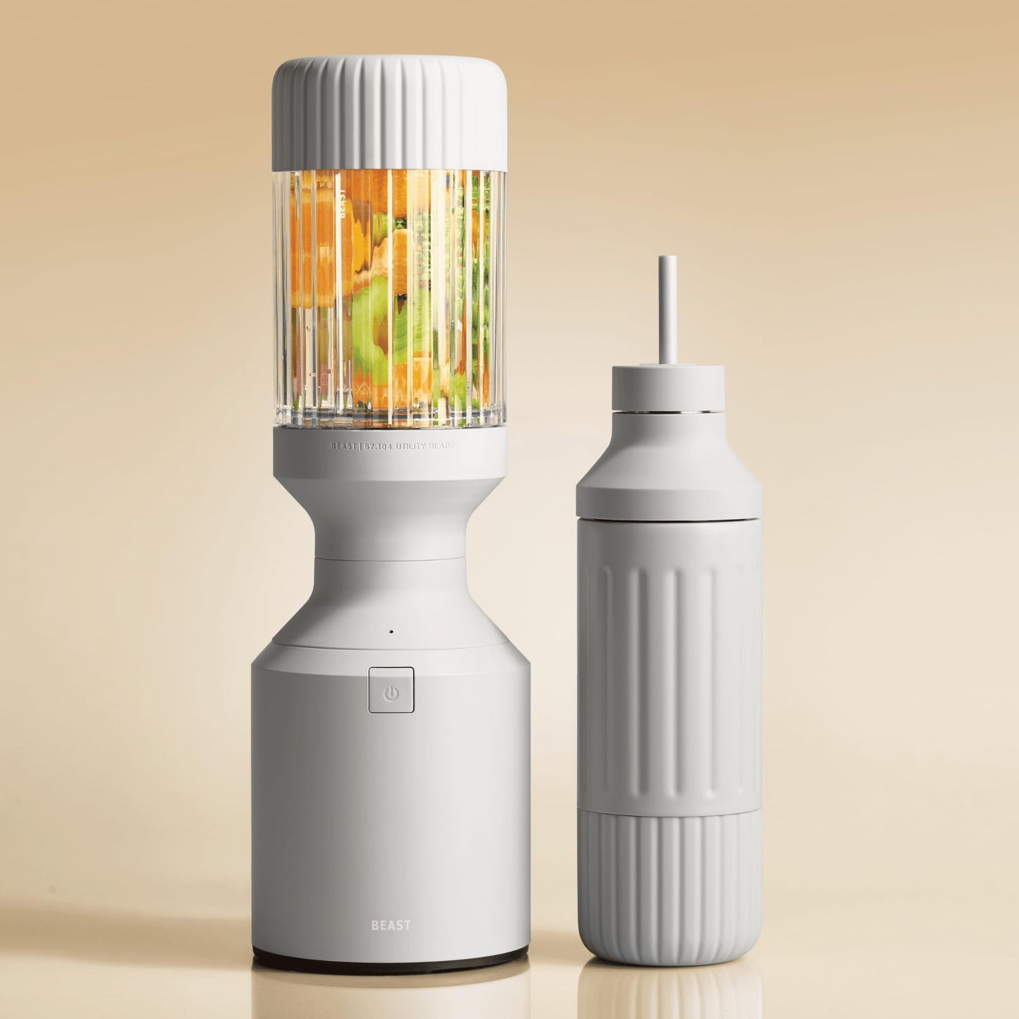 Beast Blender Tonal | Kitchen Countertop Design | Blend Smoothies and Shakes, Dressings, Sauces, Dips | Stainless Steel Bottle | Straw Cap and Straws Included | 1000W (Pebble Grey)