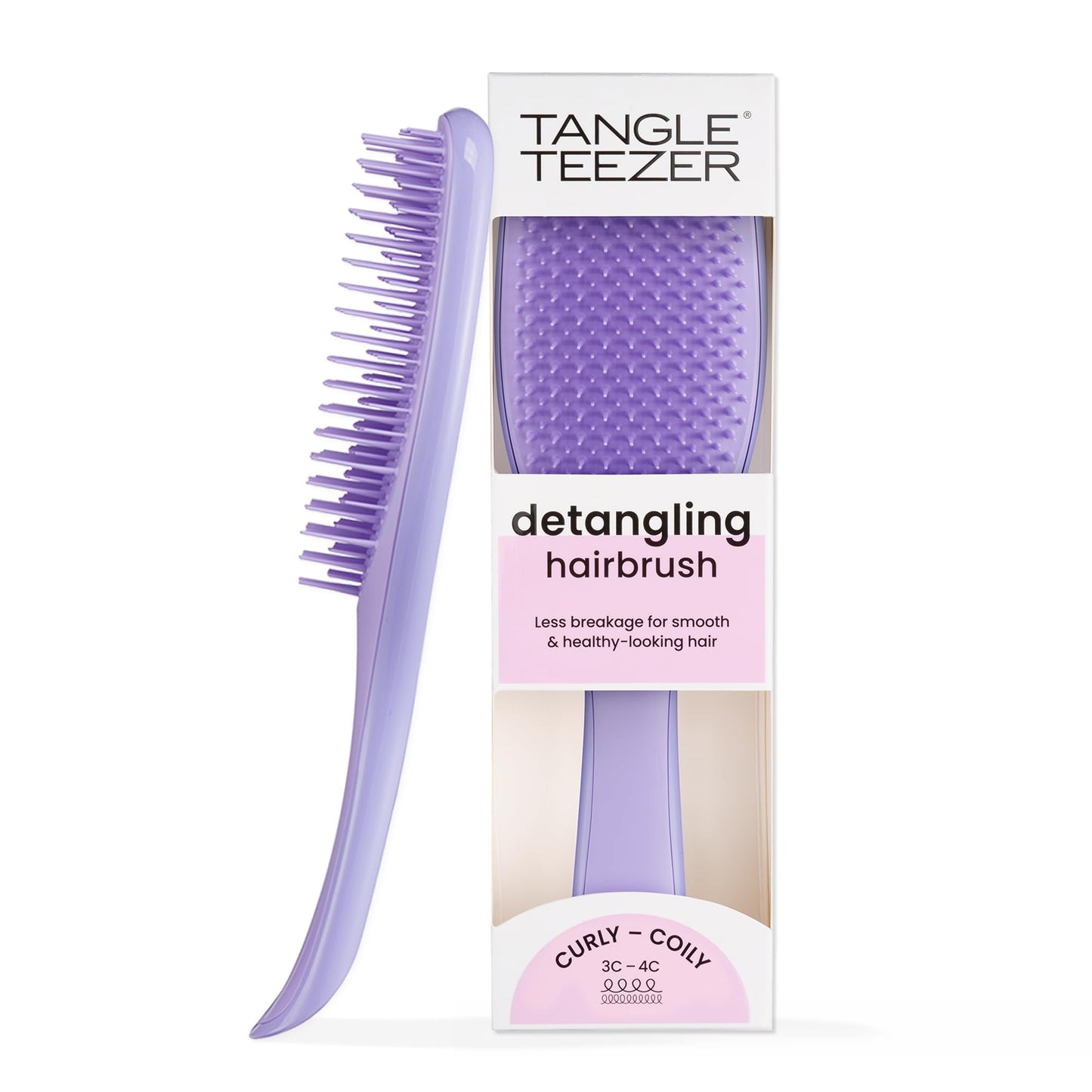 Tangle Teezer Ultimate Detangler Naturally Curly Hair Brush, Dry & Wet Hairbrush, Reduces Frizz & Breakage, for 3C to 4C Curly Hair Types, Purple Passion