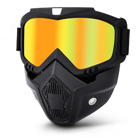 YISUGOOC Detachable Airsoft Mask, Motorcycle Goggles, Paintball Mask, ATV Goggles, Dirt Bike Goggles, Riding Goggles, Windproof Goggles, Ski Goggles, Helmet Goggles (Gold)