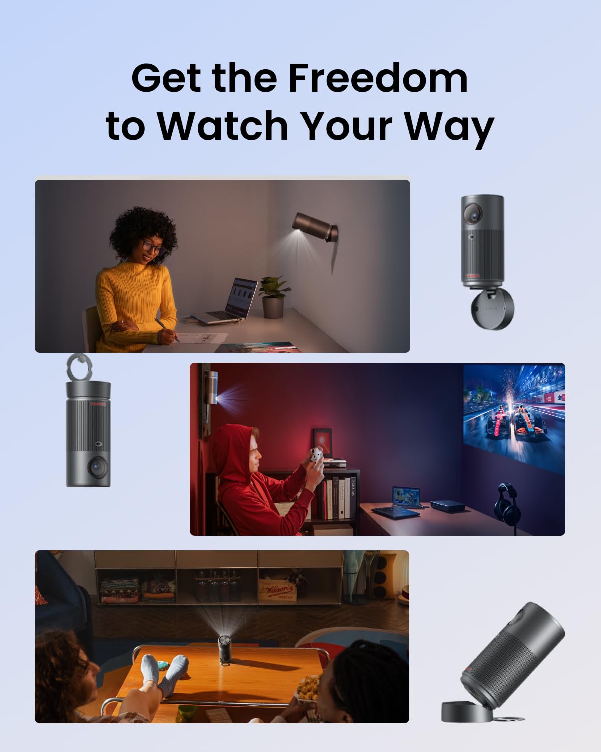 NEBULA Capsule Air Google TV Projector, Officially Licensed Netflix, 720p Smart Mini Projector with Wi-Fi and Bluetooth, 2 Hours of Playtime, Dolby Digital, Ultra Portable for Any Space