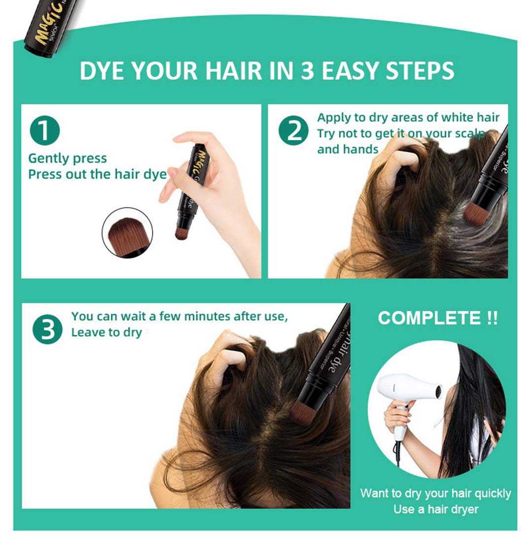 gowwim Color Touch Up Stick Semi-permanent Hair Coloring, Dye Pen for Gray Hair Roots (Coffee)