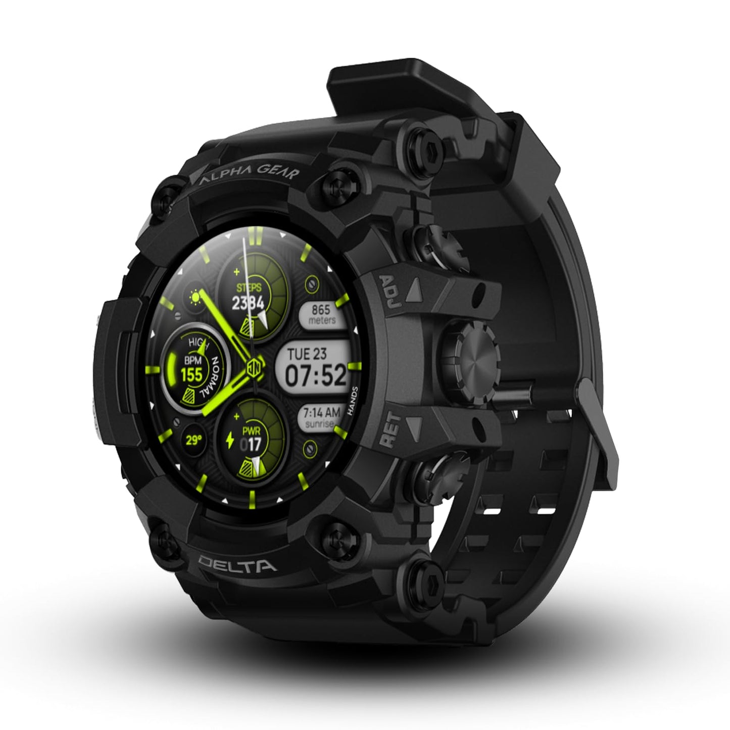 ALPHAGEAR Delta Smartwatch for Men, Military Smart Watch, Sports Fitness Tracker Watch with 1.45" HD Screen, 14 Days Battery, for iPhone Android Phone (2xScreen Protector Included) (Coal Black)