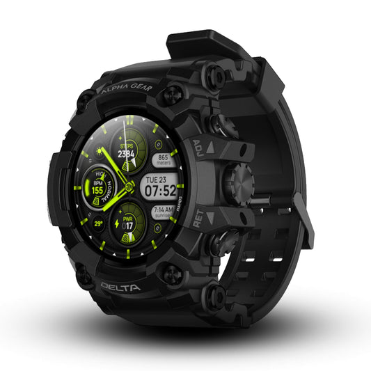 ALPHAGEAR Delta Smartwatch for Men, Military Smart Watch, Sports Fitness Tracker Watch with 1.45" HD Screen, 14 Days Battery, for iPhone Android Phone (2xScreen Protector Included) (Coal Black)