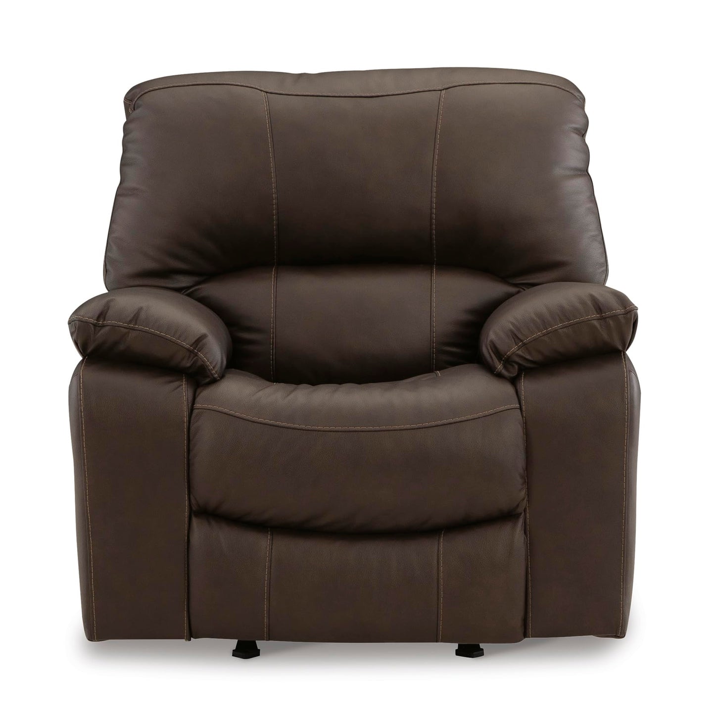 Signature Design by Ashley Leesworth Contemporary Leather Match Power Rocker Recliner with USB Ports, Dark Brown