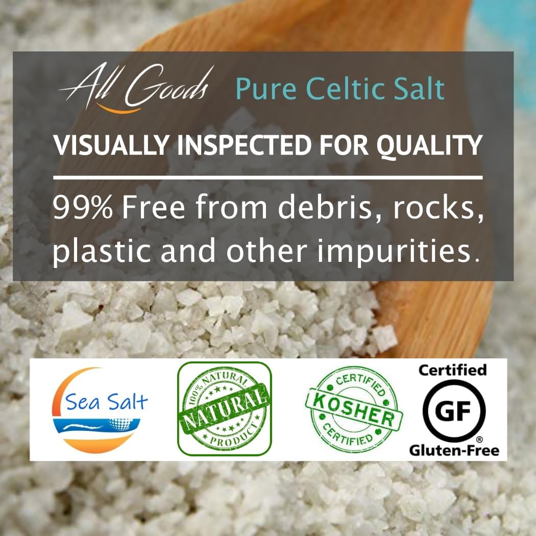 All Goods Mineral Grey Sea Salt – Coarse 12oz, 82 Minerals, French Gray Salt Hand-Harvested, Les Guérandais, Unrefined.