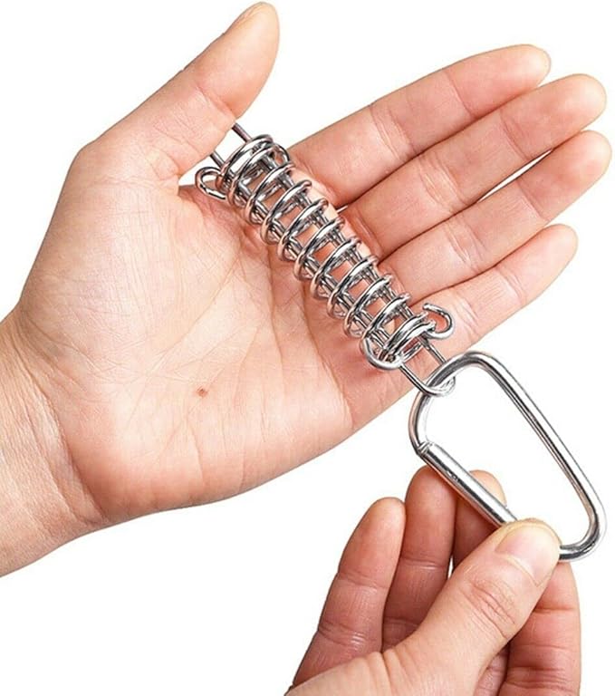 2pcs Tent Wind Spring Wind Rope Buckle,Outdoor Camping High Strength Steel Rope Buckle,Tent Fixed Buckle Spring Hook Buckle