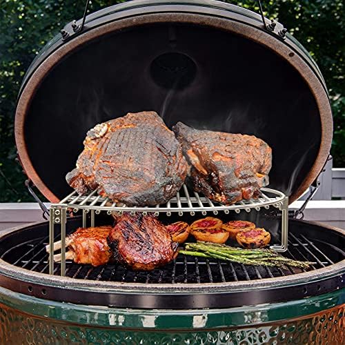Onlyfire Stainless Steel Grill Expander Cooking Grate Fits for Charcoal Kettle Grills like Weber,Char-Broil and Ceramic Grills like Large Big Green Egg,Kamado Joe Classic,Pit Boss,Louisiana