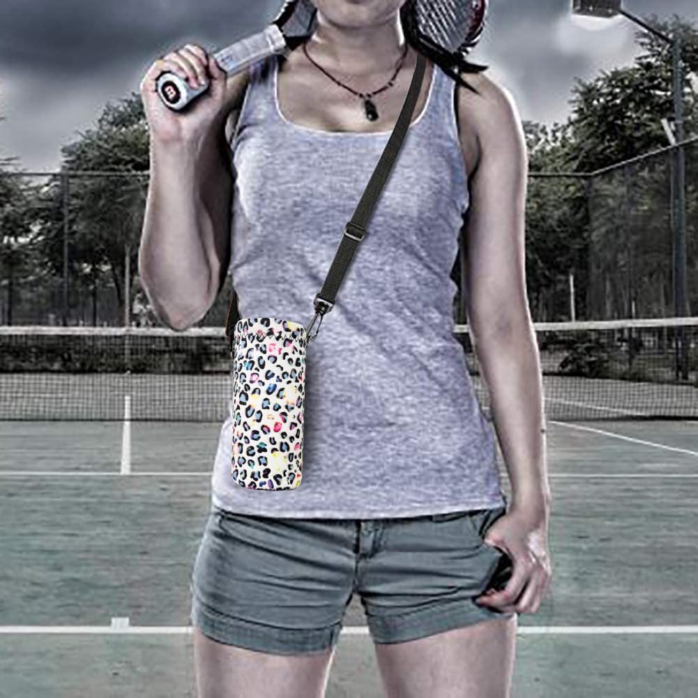 RICHEN Neoprene Water Bottle Carrier Bag with Adjustable Shoulder Strap,Insulated Water Bottle Cover for 500ml/16oz Stainless Steel/Glass/Plastic Bottles (Spots,500ML)