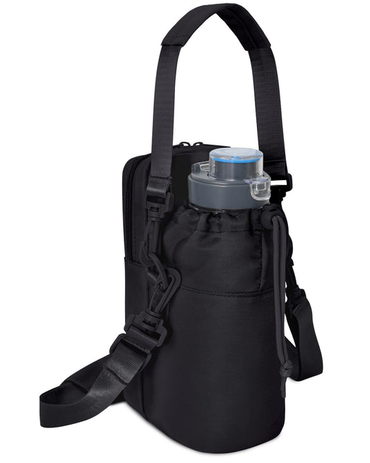 Wandering Nature Water Bottle Holder with Strap 32oz Insulated Water Bottle Carrier Sling Bag with Phone Pocket Water Bottle Pouch for Hiking Walking (Patent Pending)