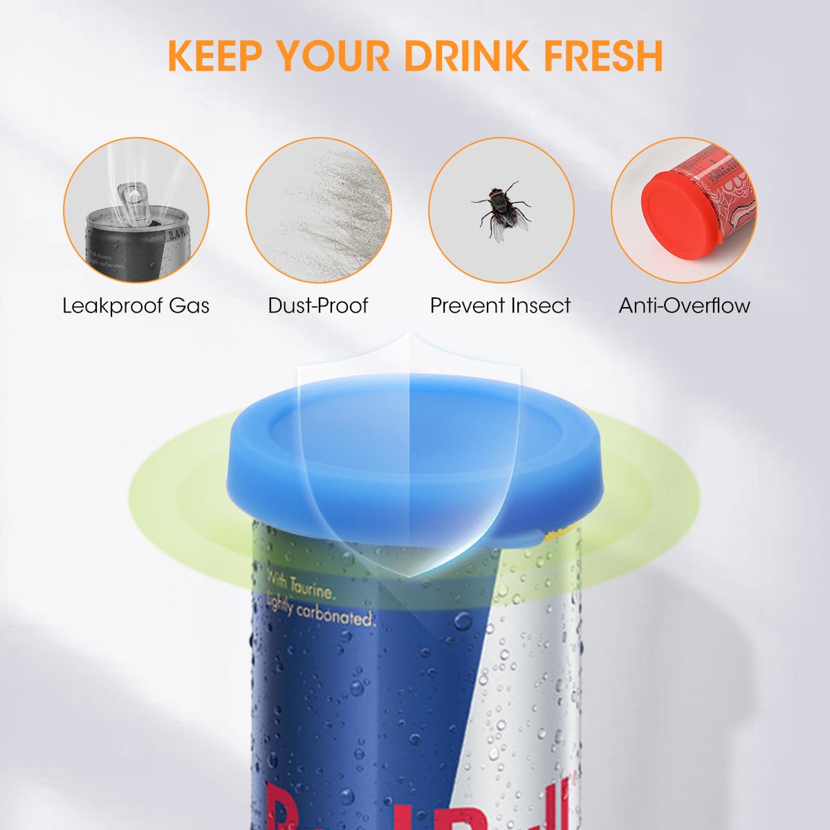 Aieve Silicone Soda Can Lids, Reusable Can Covers/Toppers for Soda, Can Saver for Soda, Pop, Coke, Beverage, Fits Slim Standard Mini Cans (6 Pack, Assorted, BPA-Free)