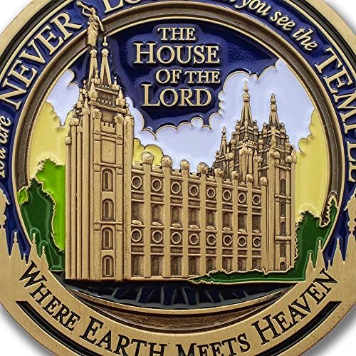 & Emblem - LDS Salt Lake City Temple Medallion with Deluxe Display Tin Box Plus Bonus polishing Cloth