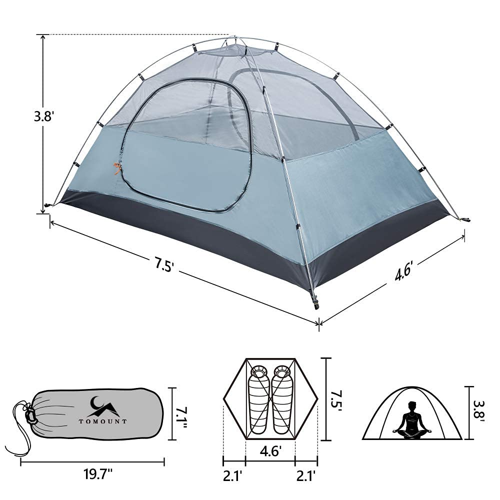 MC TOMOUNT Backpacking Tent 2 Person Waterproof Lightweight Double Layer Free-Standing Aluminum Pole for Outdoor Camping Hiking 4 Season