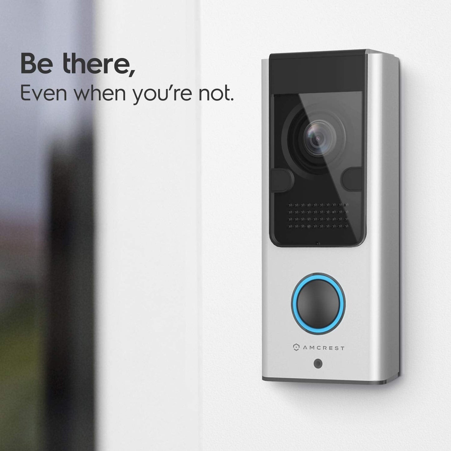 Amcrest 1080P Video Doorbell Camera Pro, Outdoor Smart Home 2.4GHz WiFi Doorbell Camera (Wired Power), MicroSD Card, PIR Motion Detect, RTSP, IP55 Weatherproof, 2-Way Audio, 140º Wide-Angle AD110-SH