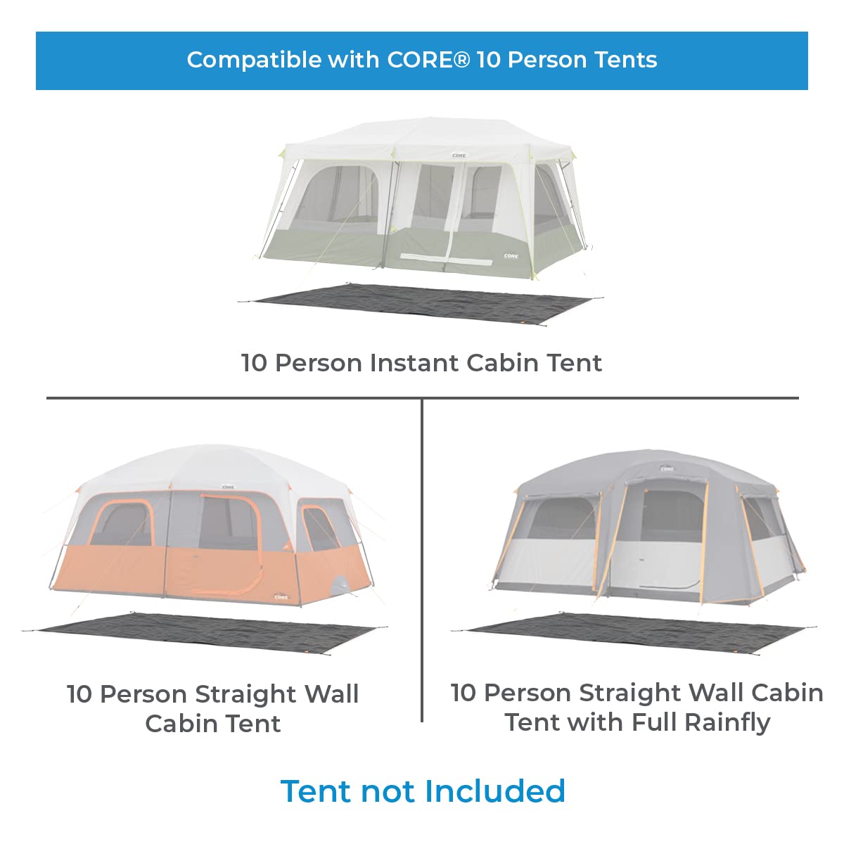 CORE Outdoor Tent Footprints | Perfect Tarp Camping Accessories for Easy Camp Setup (10 Person Tents)