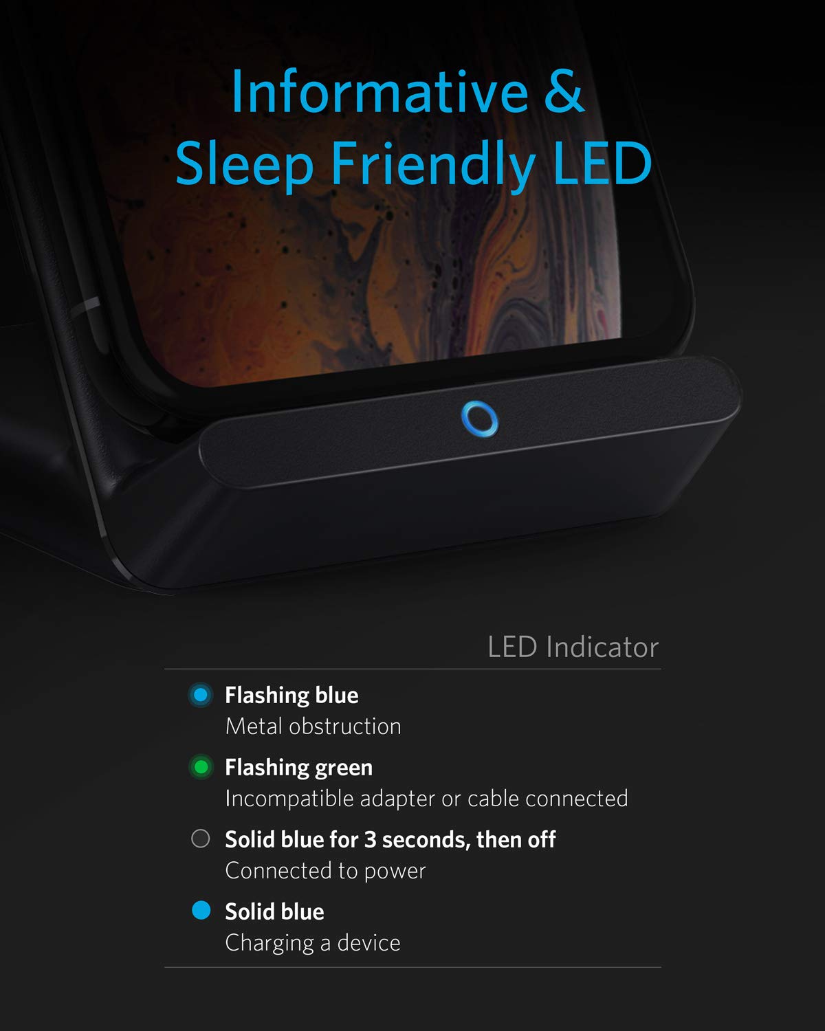 Anker 2 Pack 313 Wireless Charger (Stand), Qi-Certified for iPhone 16/16 Pro/16 Pro Max/15/14/13, 10W Fast-Charging Galaxy S23 S22 S21(No AC Adapter)