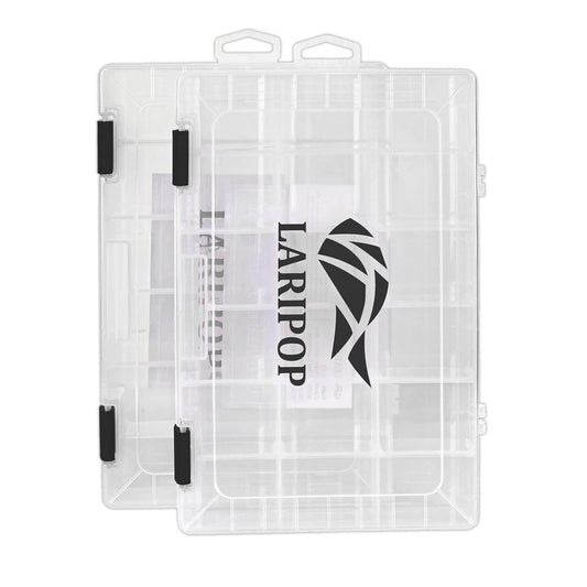 LARIPOP Fishing Tackle Box Set with Adjustable Dividers, Transparent Organizer Tray, Plastic Tool Box, Bait Separator -Angler's equipment lure box - 2 Packs /4 Packs Tackle Trays - Parts Box