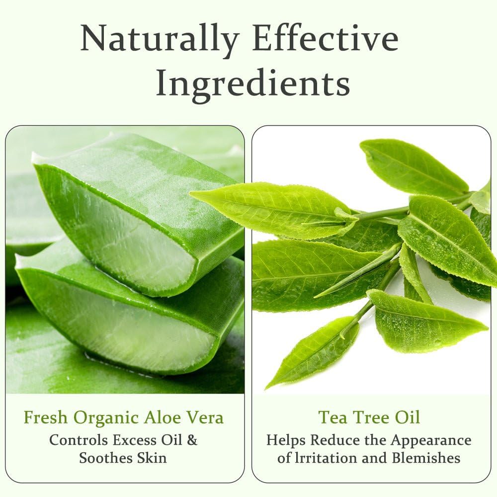 Aloderma Organic Aloe Vera Gel for Skin + Tea Tree Oil, Made within 12 Hours of Harvest, Soothing Pure Aloe Vera Gel for Face, Works Great for Scalp & Aftershave, All Natural Aloe Gel - 300ml x 3btl