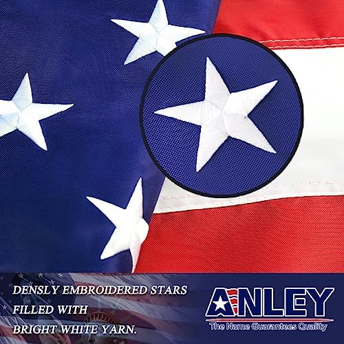 ANLEY EverStrong Series American Flag 6x10 Foot Heavy Duty Nylon - Embroidered Stars and Sewn Stripes - 4 Rows of Lock Stitching - US National Banner Flags with Brass Grommets 6 X 10 Ft