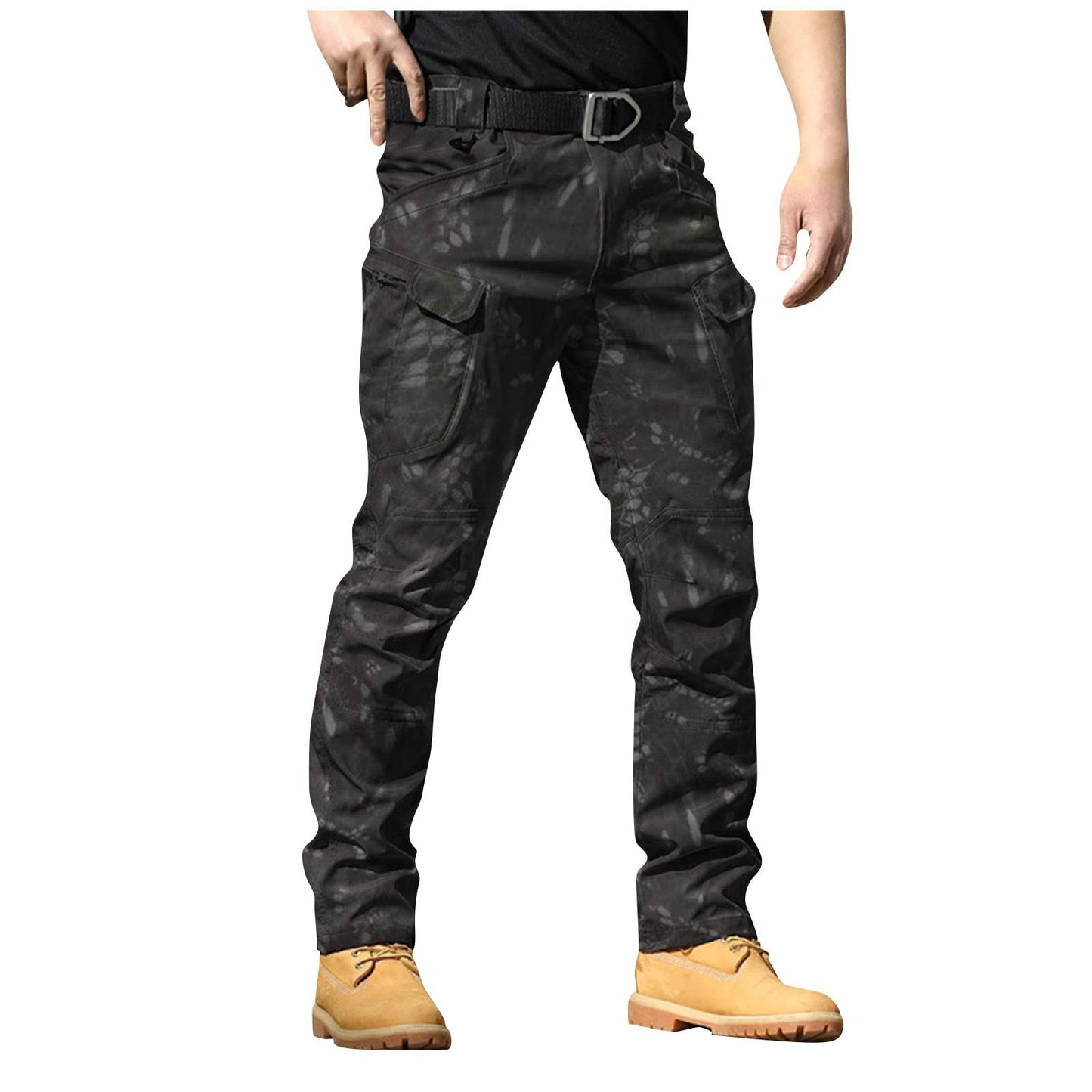 Baggy Cargo Pants Men Summer Work Pants Hiking Pants Cotton Outdoor Camo Tactical Pants Waterproof Pants Motorcycle Pants Mens Lightweight Stretch Fishing Travel Camping Pants with Multi Pockets