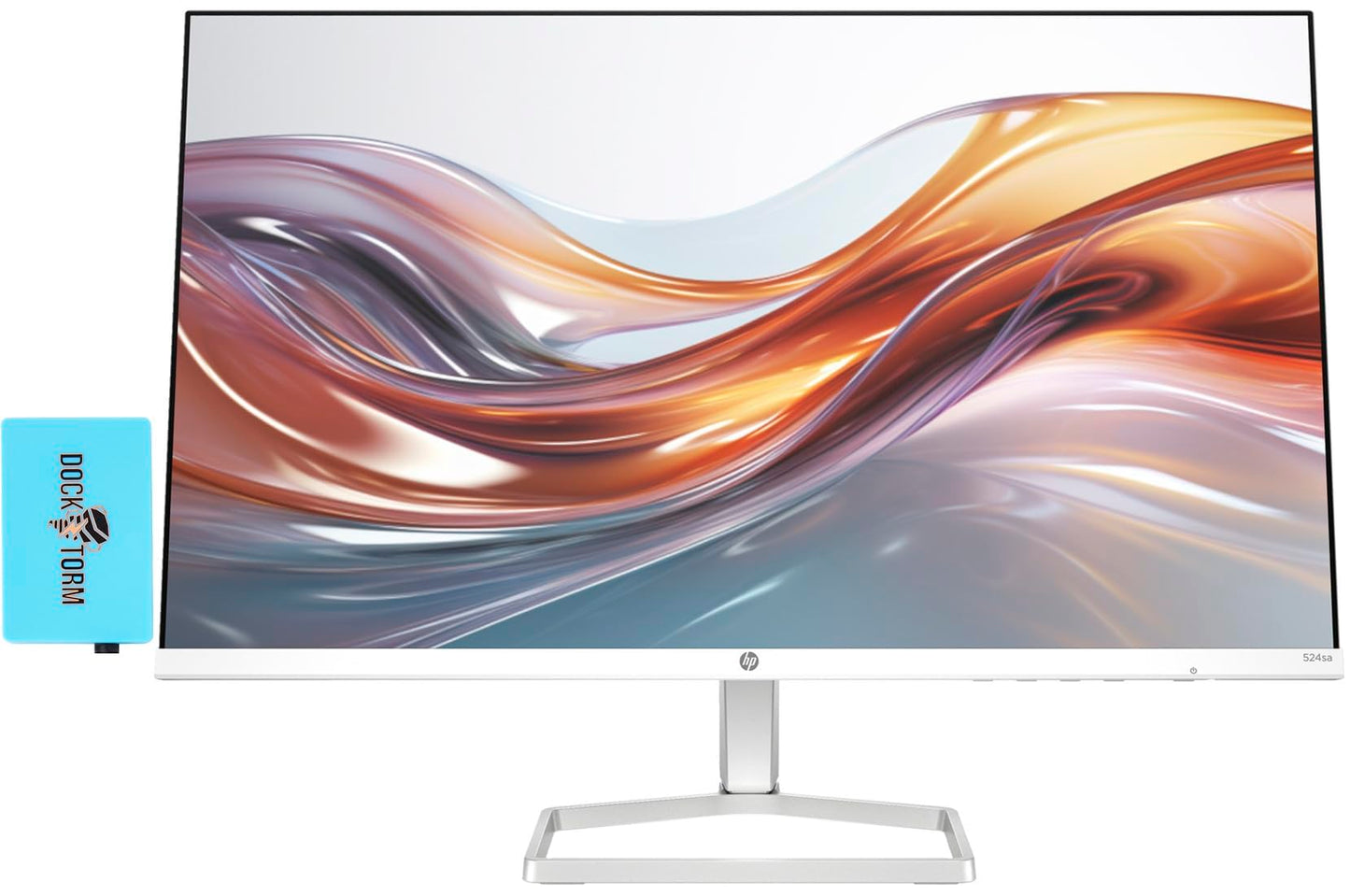 HP Series 5 524sa Thin & Light Monitor with Speakers 94C36AA#ABA (Replaces M24fwa) 24" IPS FHD Anti-Glare 300 Nits Display, Flicker-Free, 1xHDMI, White/Silver (2025 Model) w/DKZ Hub USB Port Expander