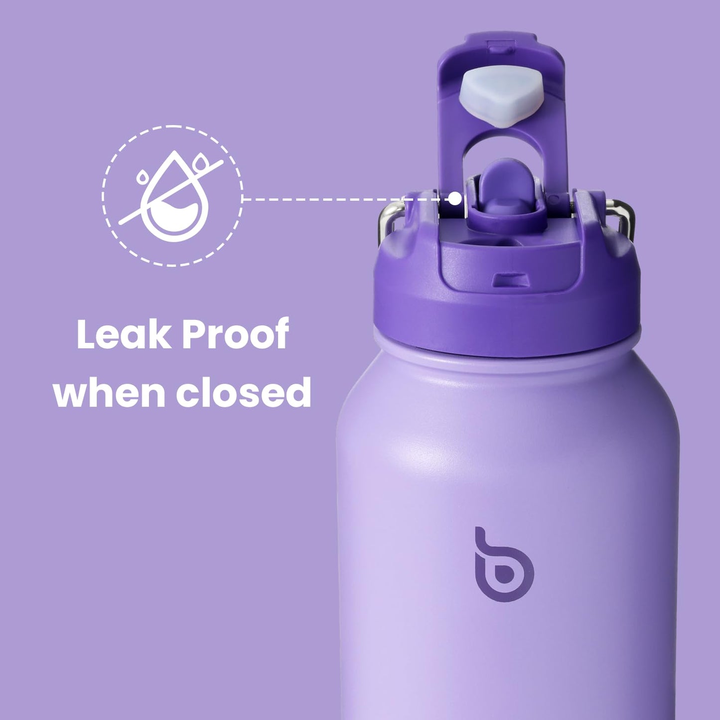 BOTTLE BOTTLE 32oz Insulated Water Bottle Stainless Steel Sport Water Bottle with Straw Dual-use Lid Design for Gym with Pill Box (dark purple)