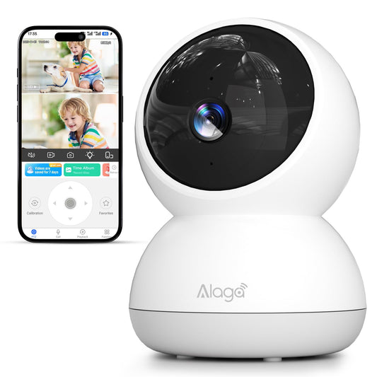 Alaga Indoor Security Camera 3K,Baby Monitor,Human Pet Motion for Home Security, 5G and 2.4G WiFi,Night Vision, Speaker,Compatible with Alexa and Google Assistant