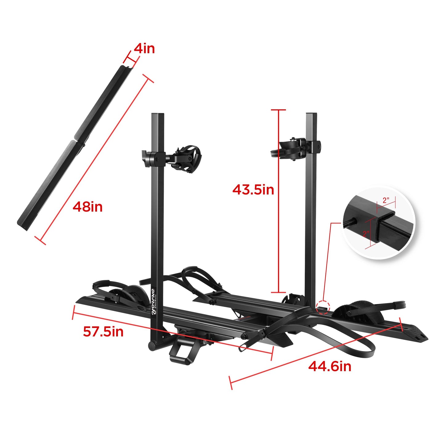 YOUNG ELECTRIC 200LBS EZ-FOLD Aluminum 2-Ebike Carrier with Ramp for Bikes and Electric Bike, Car SUV Truck Van RV and Trailer